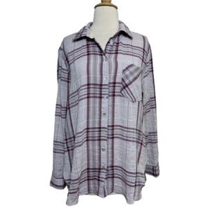 Lovestitch Burgundy and White Plaid Casual Shirt